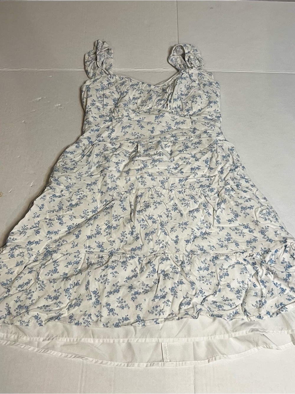 Blue Floral Ruffle-Strap Sundress